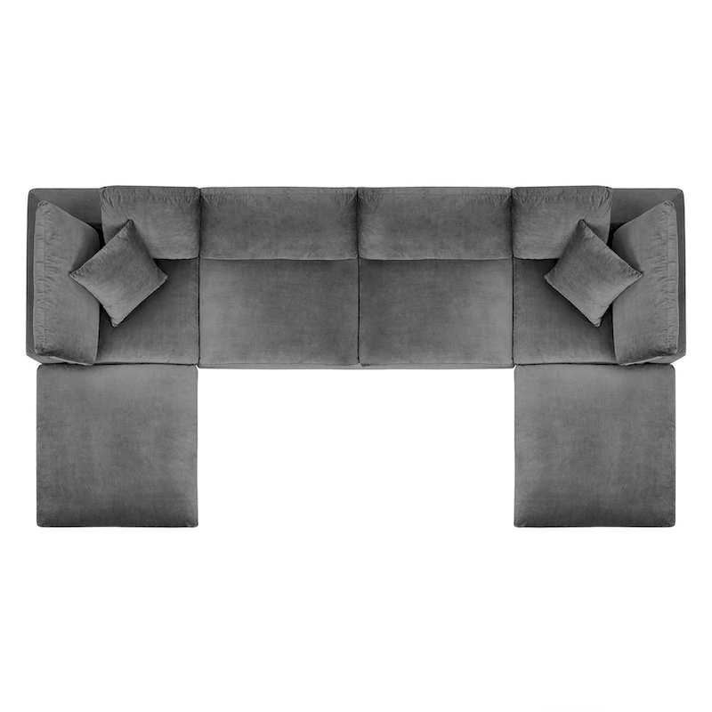 Commix Down Filled Overstuffed Velvet 6-Piece Sectional Sofa
