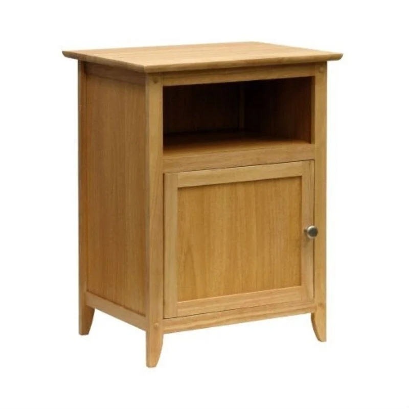 Simple End Table Nightsatnd Accent Table in Natural Wood Finish - 15D x 19W x 25H