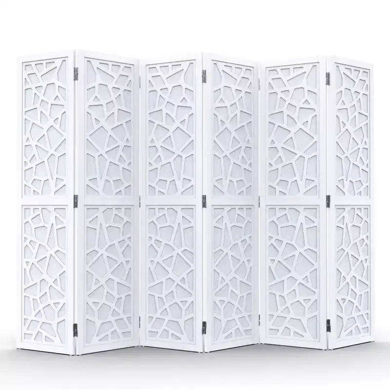 6 Panel Room Divider, Non-Woven Fabric Privacy Screen - White