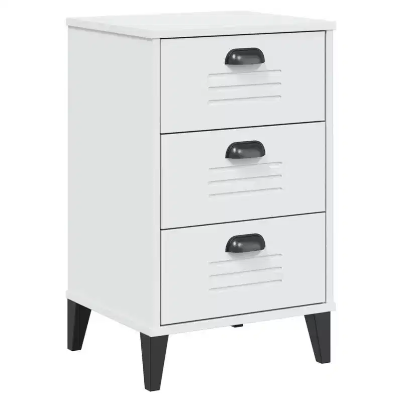 Bedside Table White Engineered wood, plastic handles Small