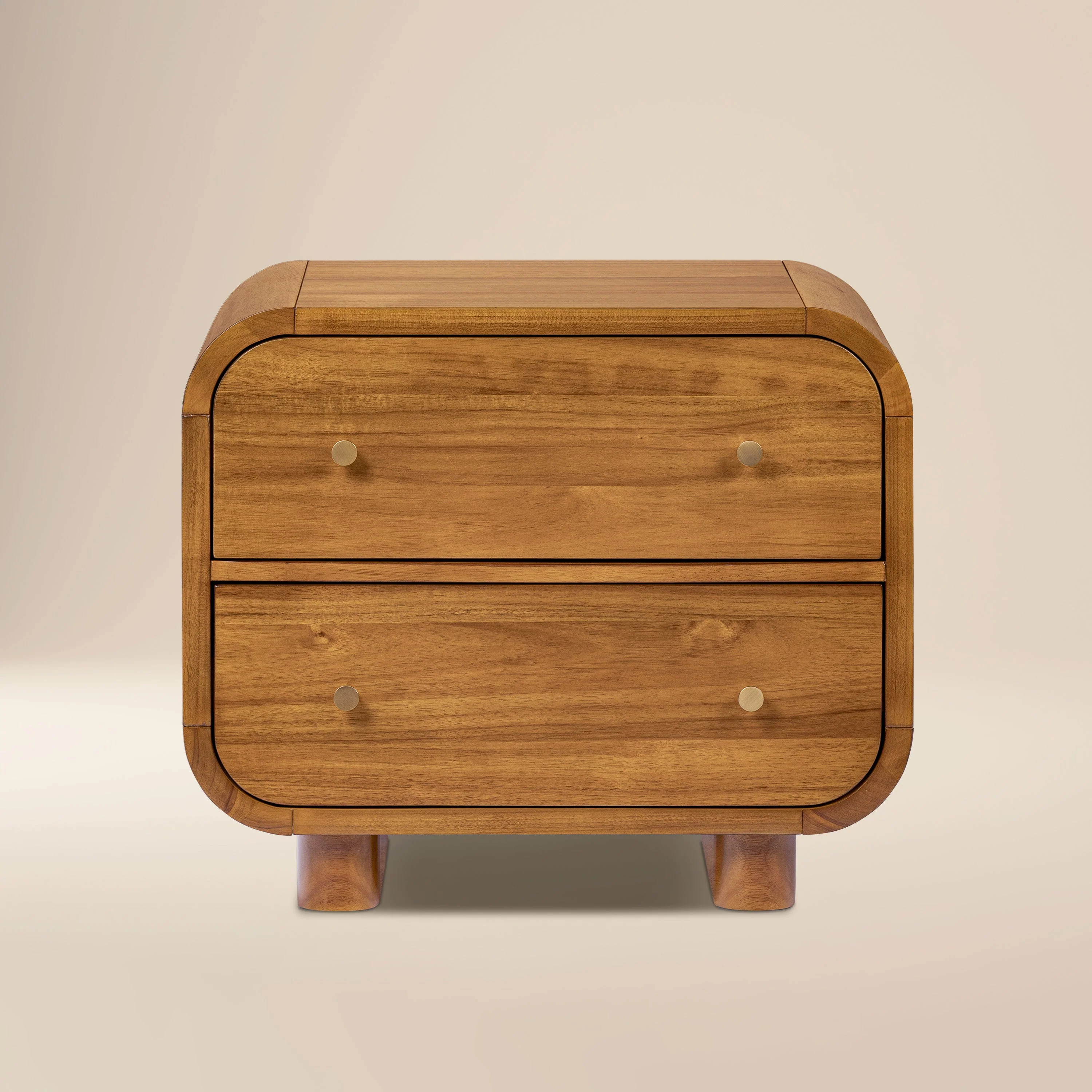 Mid-Century Modern Light Brown Nightstand for Bedroom