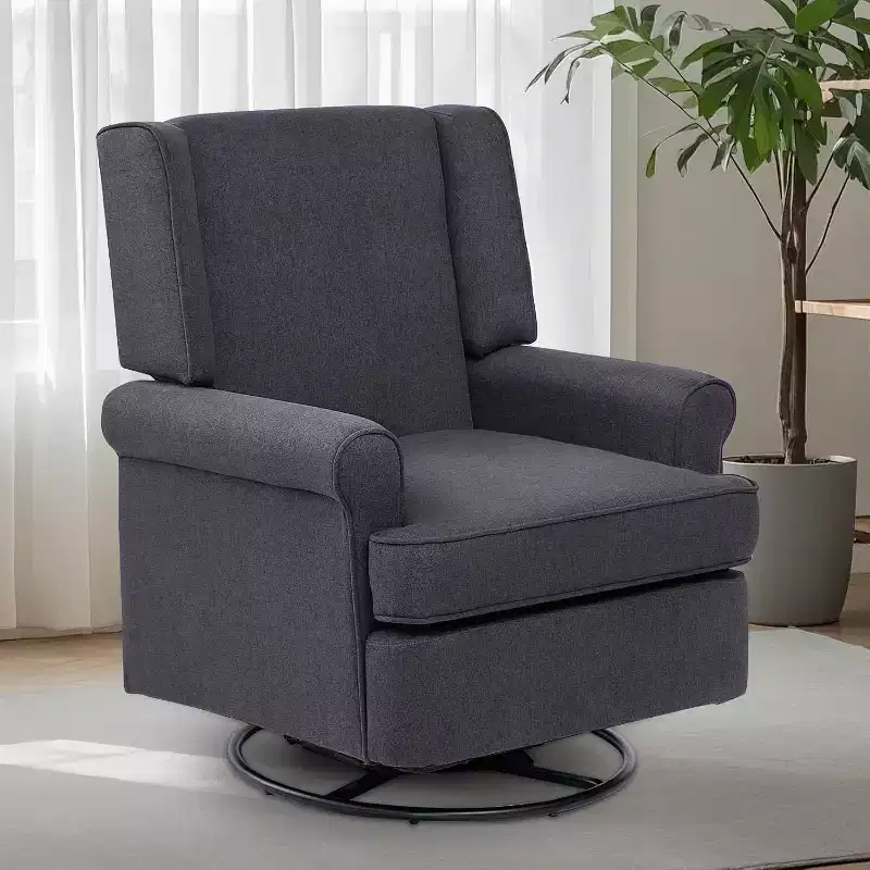 Acekool Swivel Glider Rocking Chair, 360 Rotation & Smooth Rock, Upholstered Maternity Seat for Nursery, Living Room & Office