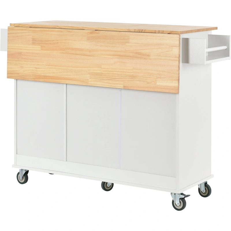 Multifunctional Kitchen Cart with Spice Rack and Adjustable Shelves
