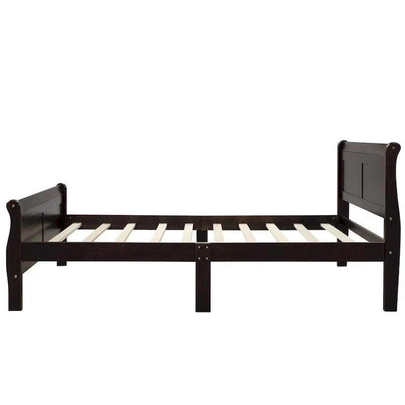 Twin/Full/Queen Wood Frame Sleigh Bed with Footboard