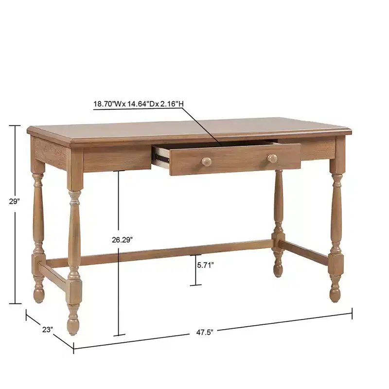 Traditional Wooden Writing Desk with 1 Drawer, Reclaimed Wood Finish