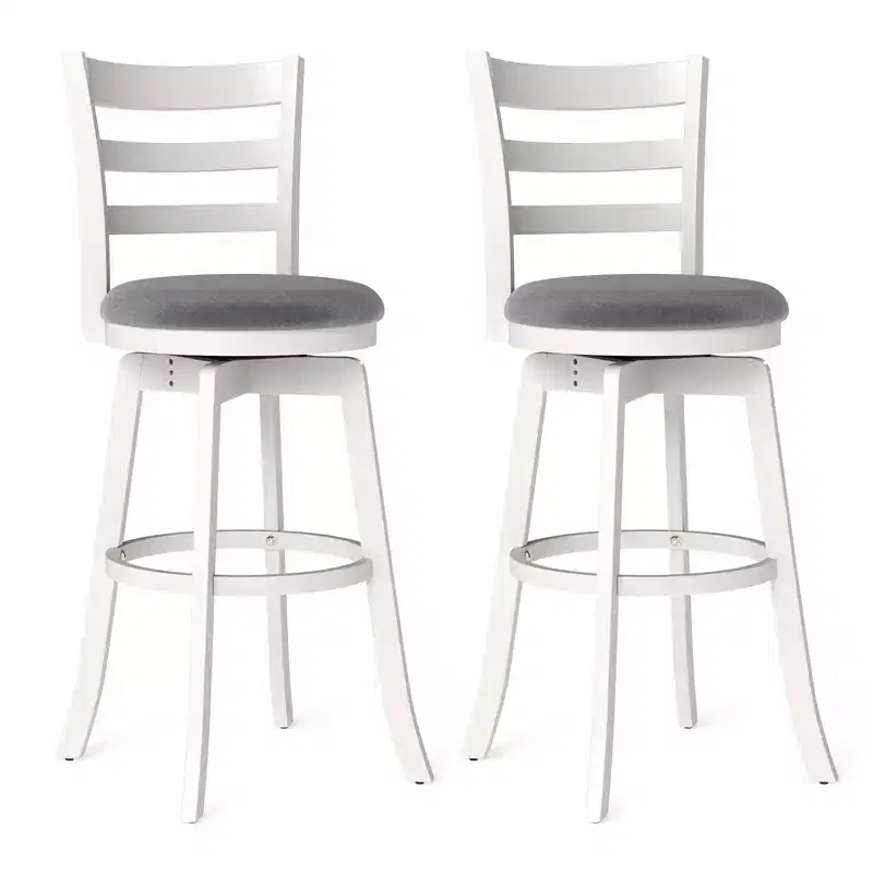 Costway 30.5'' Swivel Barstools Set of 2 w/Backrest & Upholstered Seat Footrest for Pub
