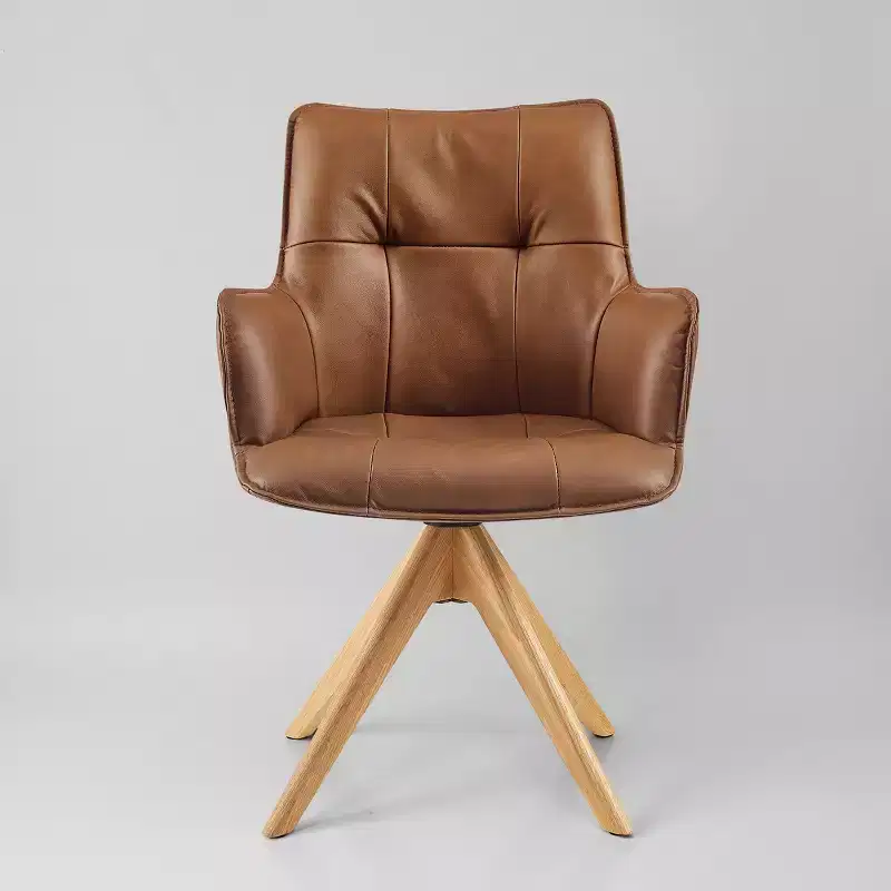 Art Leon Genuine Leather Home Office Swivel Accent Chair