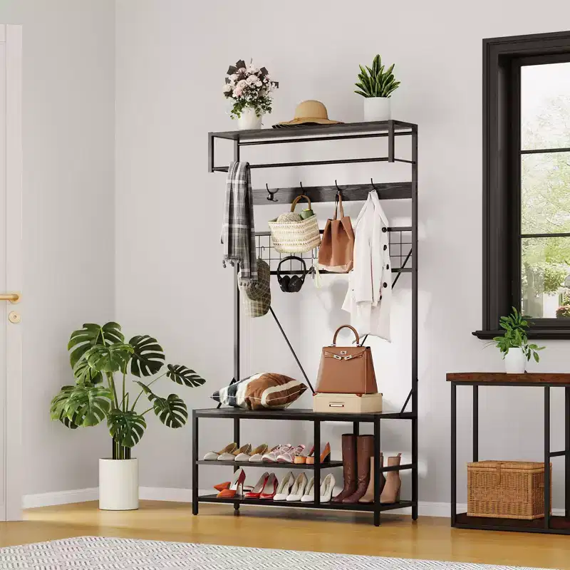 Versatile Freestanding Clothes Rack - Home Wardrobe Organizer for Efficient Storage - Durable Standalone Garment Rack