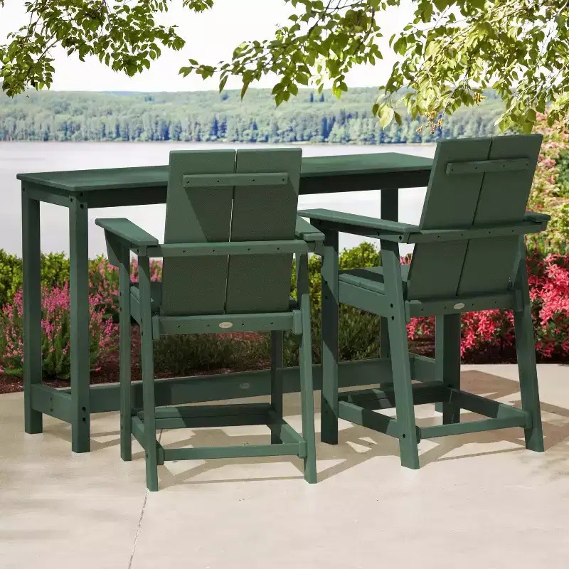 POLYWOOD Moore 3pc Balcony Counter Patio Seating Set Green