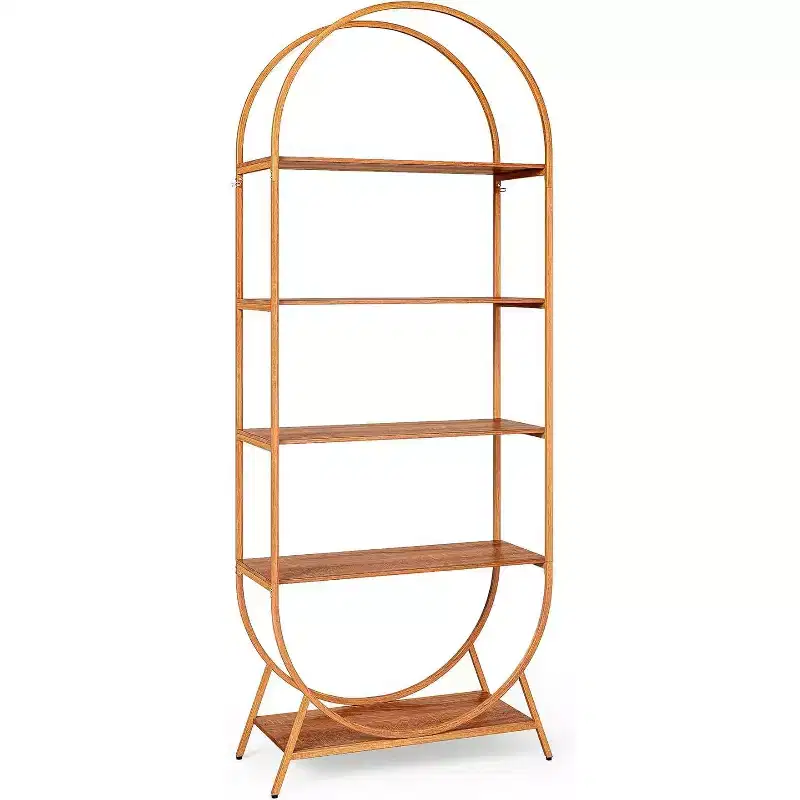 5-Tier Open Bookshelf, 70.8 Tall Arched Bookcase, Modern Freestanding Display Rack Shelving Unit for Office, Living Room