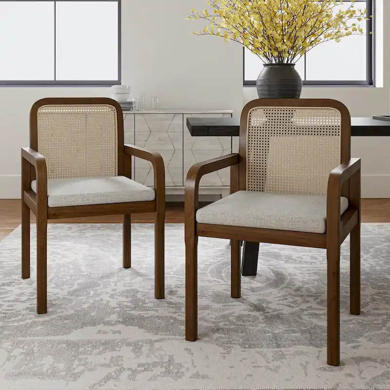 Antoine Modern Ratten Back Dining Chair with Removable Cushion by HULALA HOME