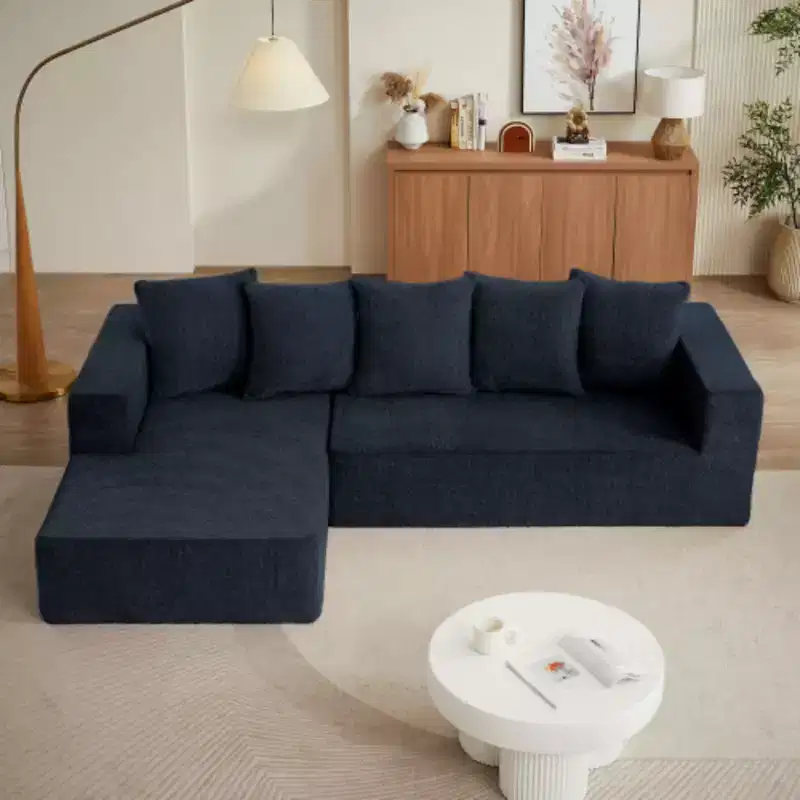 Luxurious Living Room Set: Chenille L-Shaped Sofa