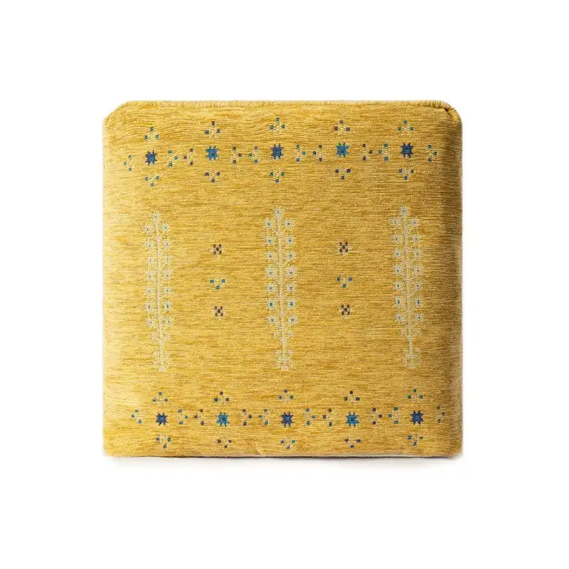 HomeRoots 18 Yellow Abstract Pouf Ottoman