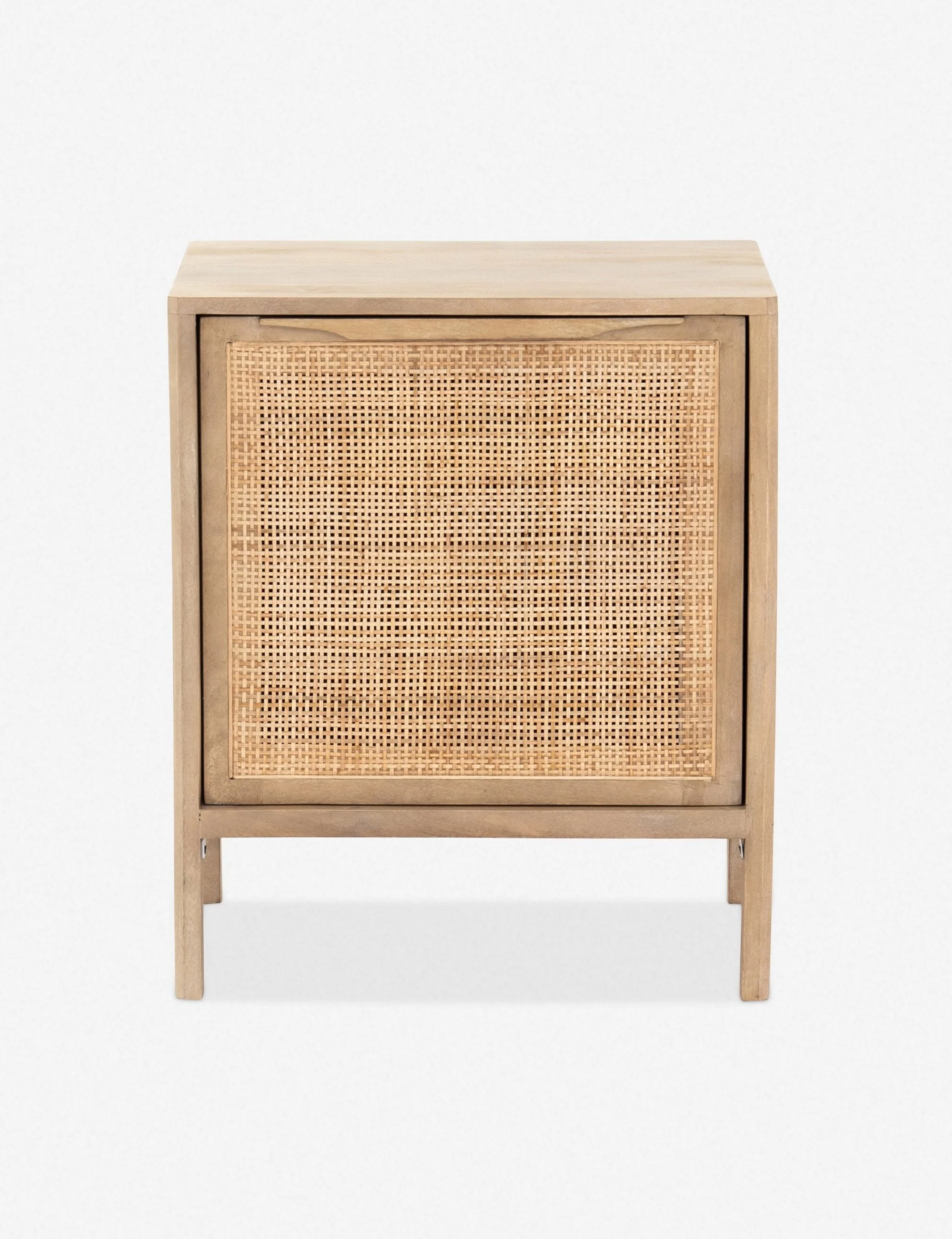 Nightstand Clean lines and an airy profile bring a cool coastal feel to the nightstand. We love the classic touch of the woven cane front for its