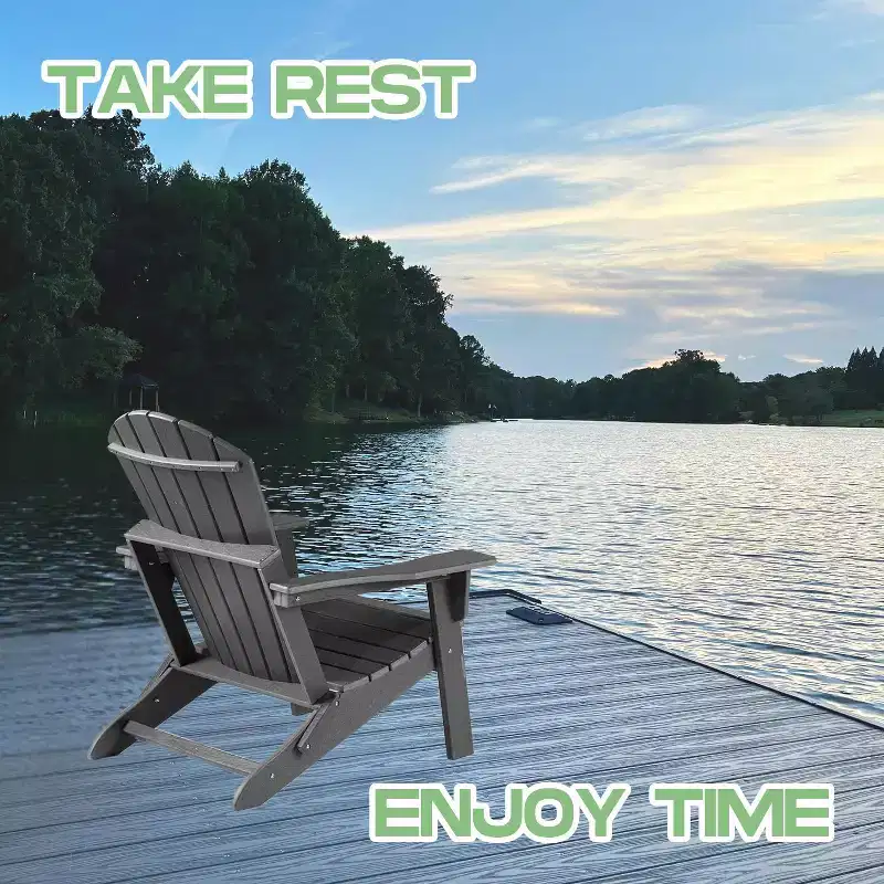 Folding Adirondack Chair - Oversized HDPE, Weather Resistant, Outdoor Fire Pit Chair, Suitable for Patio, Porch, Deck, Garden