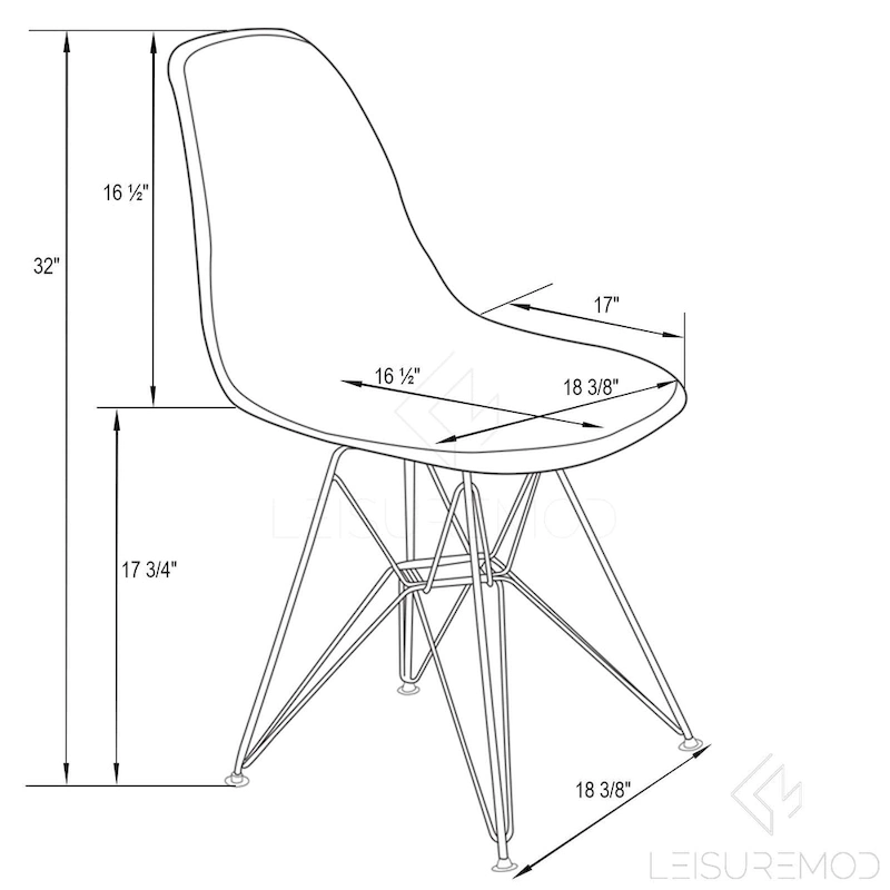 Cresco Plastic Dining Side Chair with Eiffel Base in Gold Set of 2 by LeisureMod