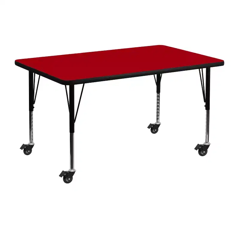 Flash Furniture Mobile 30''W x 48''L Rectangular Thermal Laminate Activity Table - Height Adjustable Short Legs