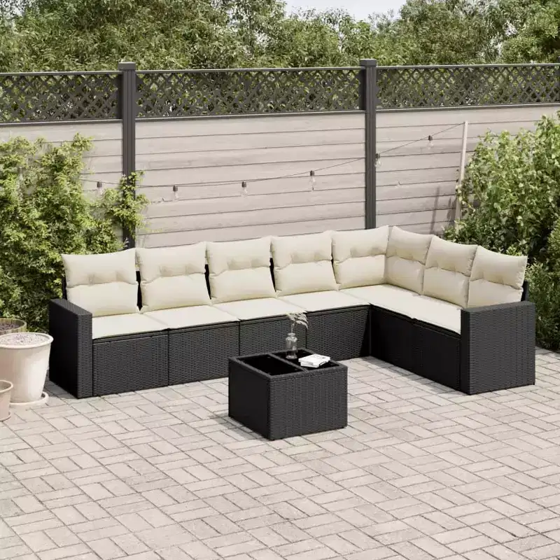 vidaXL Garden Sofa Set Black, Cream