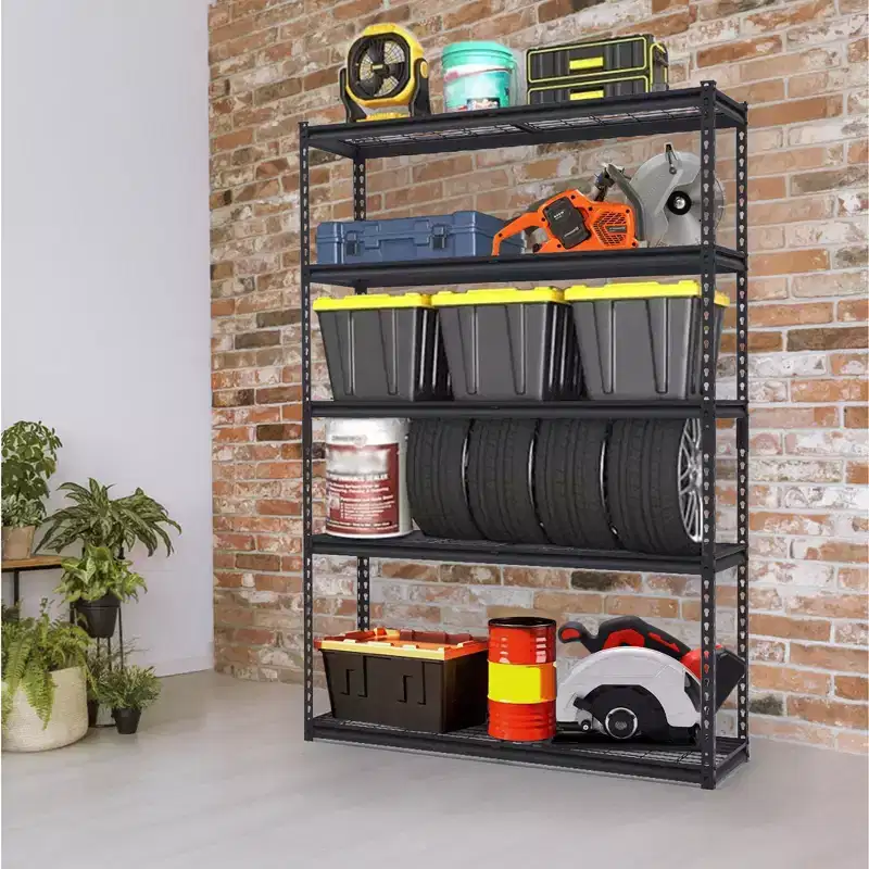 48x18 Inch Garage Shelving, Heavy Duty Wire Shelf 2500 Lbs Capacity, 5 Tier Adjustable Metal Shelves, Industrial Utility Shelf Rack for Garage