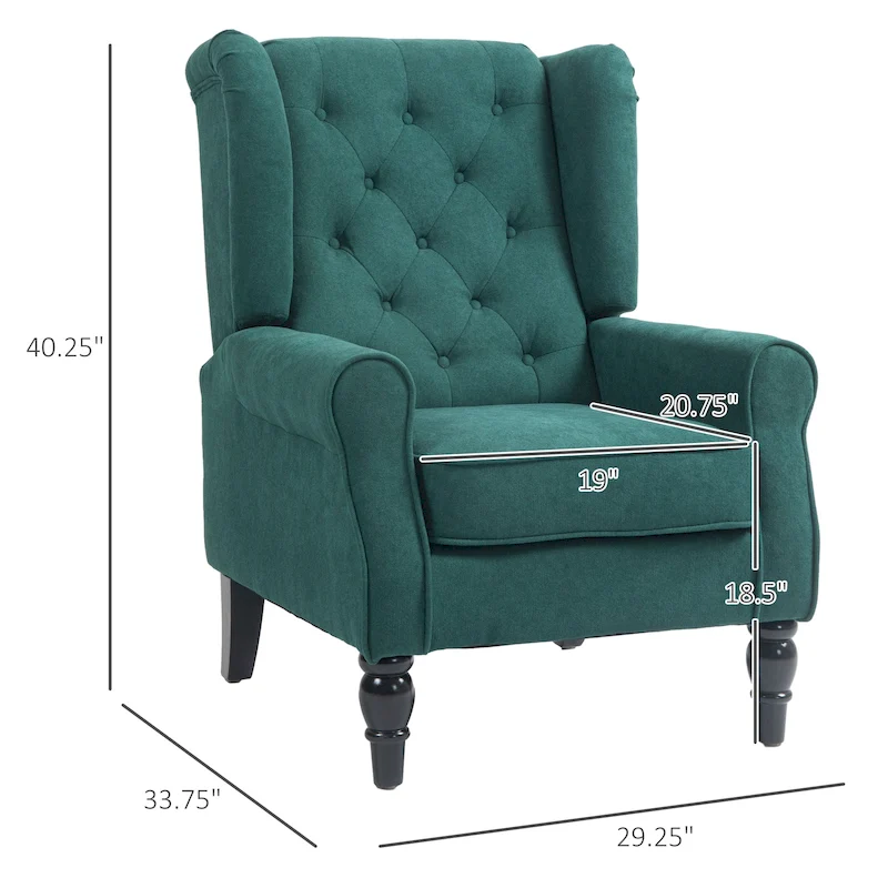 HOMCOM Copper Grove Guanta Tufted Wood Leg Accent Chair