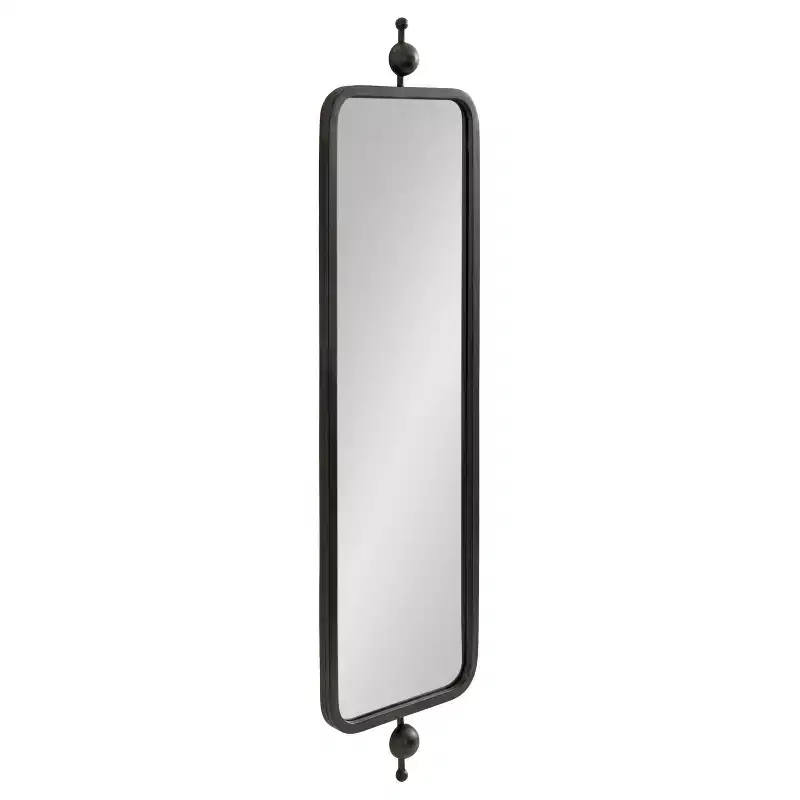Kate & Laurel All Things Decor 9"x36" Kasota Slim Rectangle Mirror Metal Black