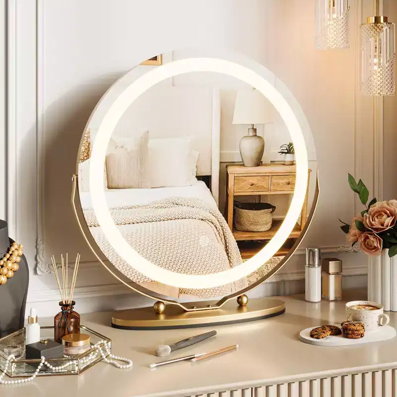 Vanity Mirror with Lights, Large Makeup Mirror with 3 Color Lighting Dimmable, Smart Touch Control, Rotation Vanity Mirror