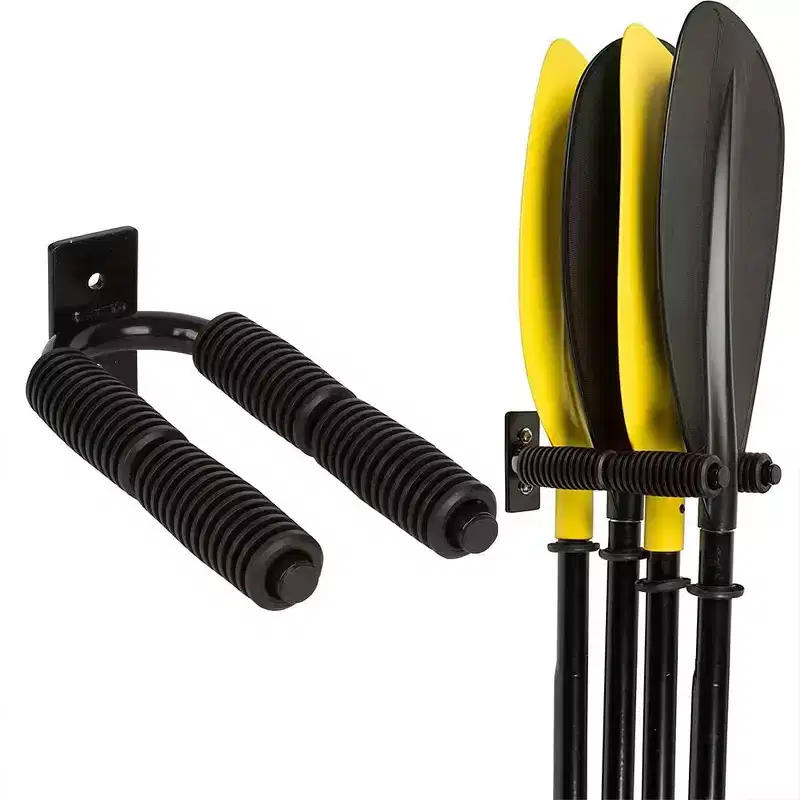 4-Paddle Rack Storage Rack, Garage Metal Oars holder with Non-scratch Grip, Hanging Hooks Wall-Mount Paddle Accessory for Kayak, SUP, Canoe Paddles