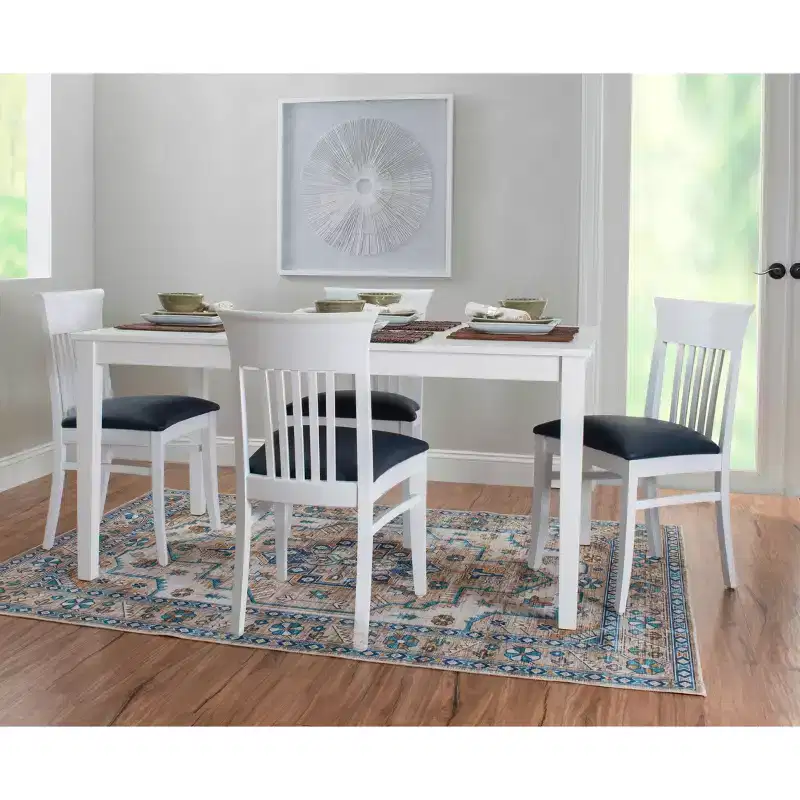 Set of 2 Jenny Slat Back Faux Leather Dining Chairs White - Linon