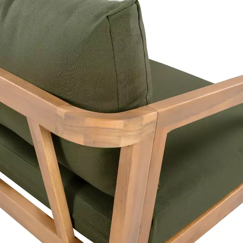 Christopher Knight Home Muhin Modern 3 Piece Acacia Patio Seating Set with Cushion and Rectangular Slatted Table