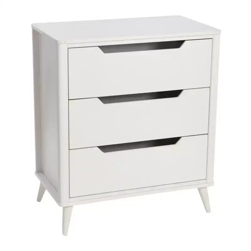 Yume Mid Century Modern Solid Wood Dresser Chest of 3 Drawers