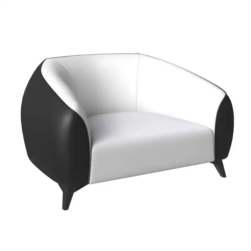 Single-Seater Leather Sofa Accent Armchair with Stainless Steel Legs, Black/White