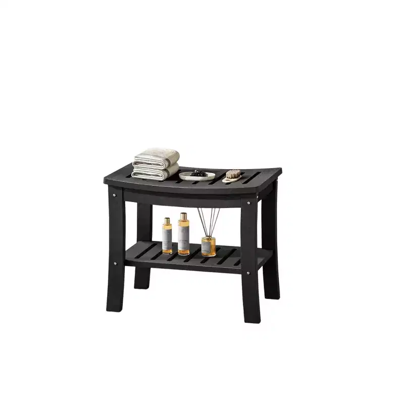 Shower Bench, 20.6 Inch HDPE Waterproof Shower Stool, 400Lbs Bathroom Chair with Storage Shelf, Non-Slip Surface Bathroom Chair for Elderly Seniors