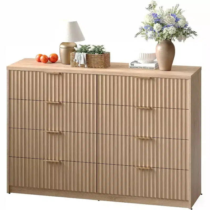 8 Drawer Dresser for Bedroom – Large Fluted Chest of Drawers, Storage Cabinet for Bedroom & Living Room