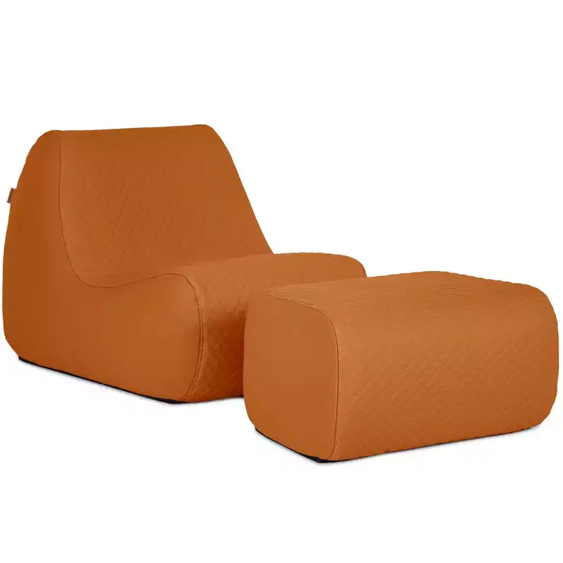 Big Joe Solvana Outdoor Patio Furniture Set, Weather-Resistant Cool Touch Silicone Stitched Leather Chair and Ottoman, 2 Piece Sectional, Honey Sand