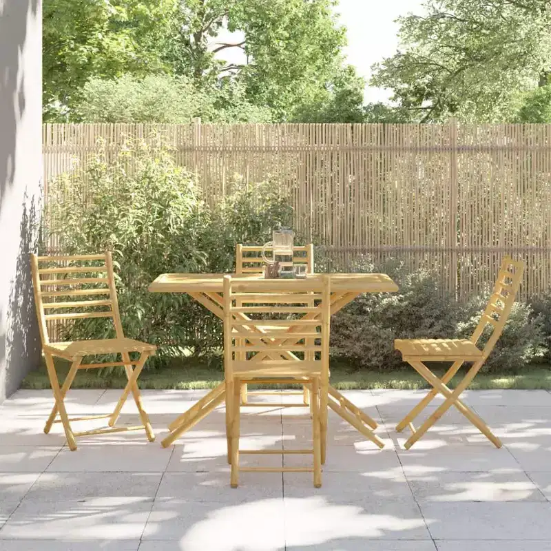 vidaXL Garden Dining Set Natural Bamboo Bamboo Medium Foldable