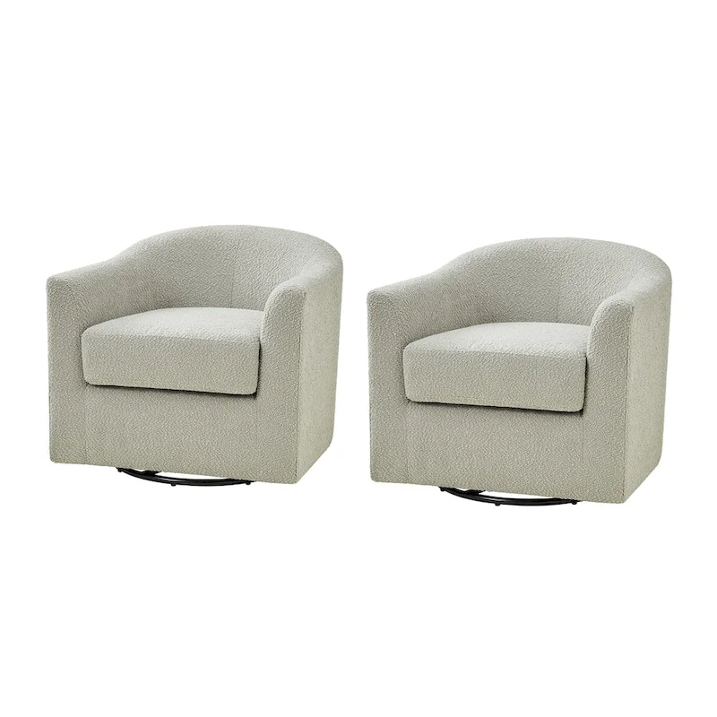 Rita Modern Ergonomic Boucle Upholstered Swivel Barrel Chair Set of 2 by HULALA HOME