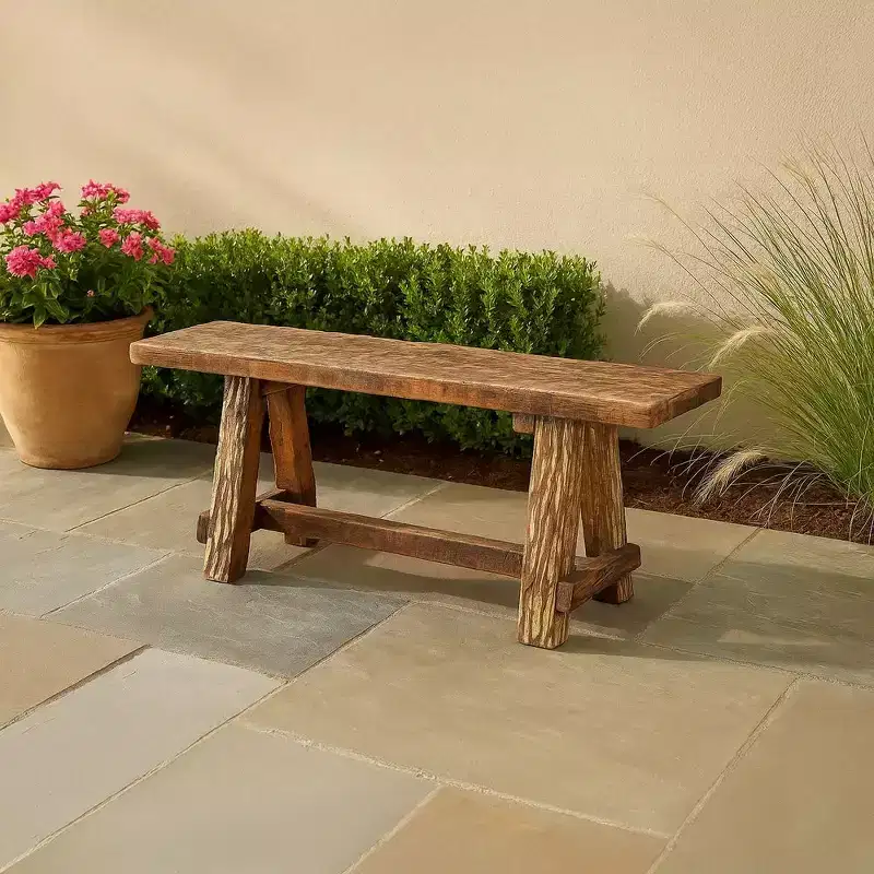 Royal Hampton Wooden Garden Patio Bench With Retro Etching