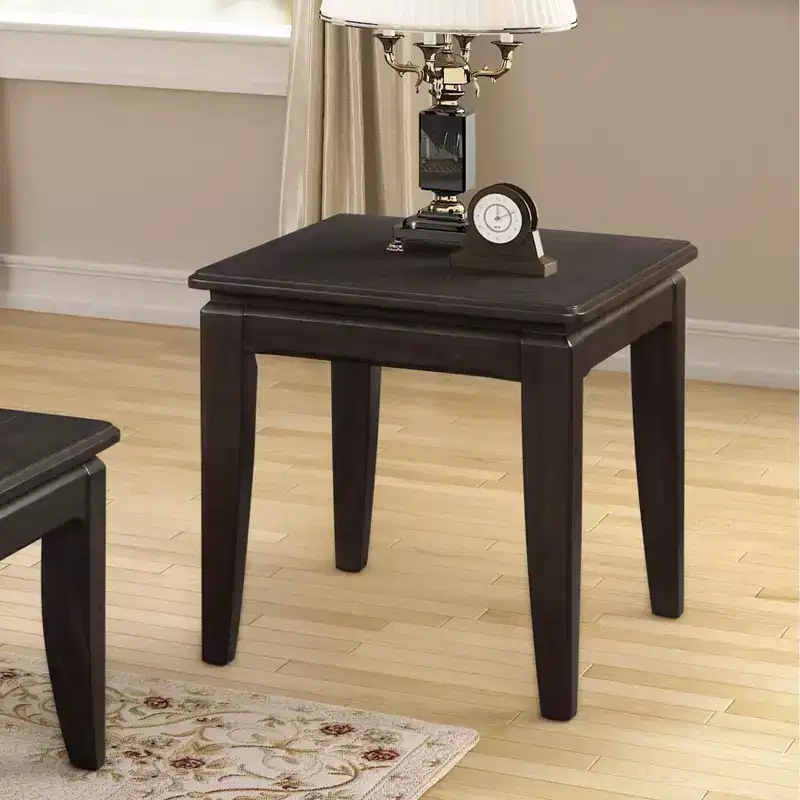 Rustic Wooden Rectangular End Table with Tapered Legs