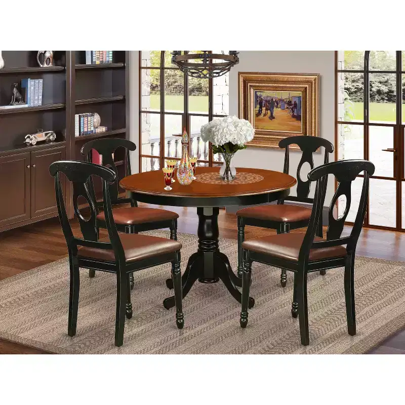 Hartland Round Dining Set Contemporary Black And Cherry
