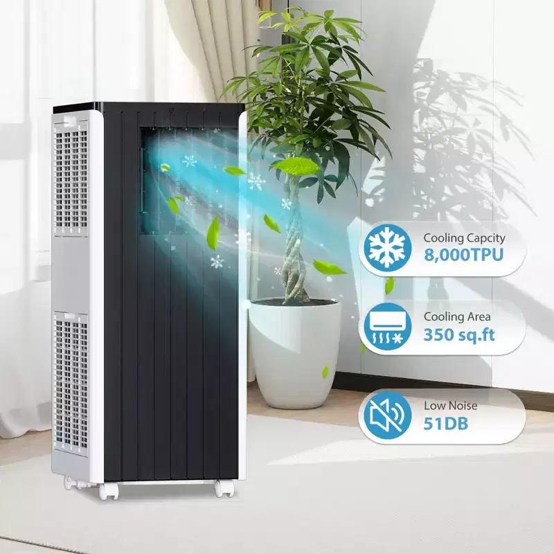 8,000 BTU Portable AC  Built-in Dehumidifier & Fan Cools 350 Sq.Ft. Includes Timer, Sleep Mode, Remote & Window Kit