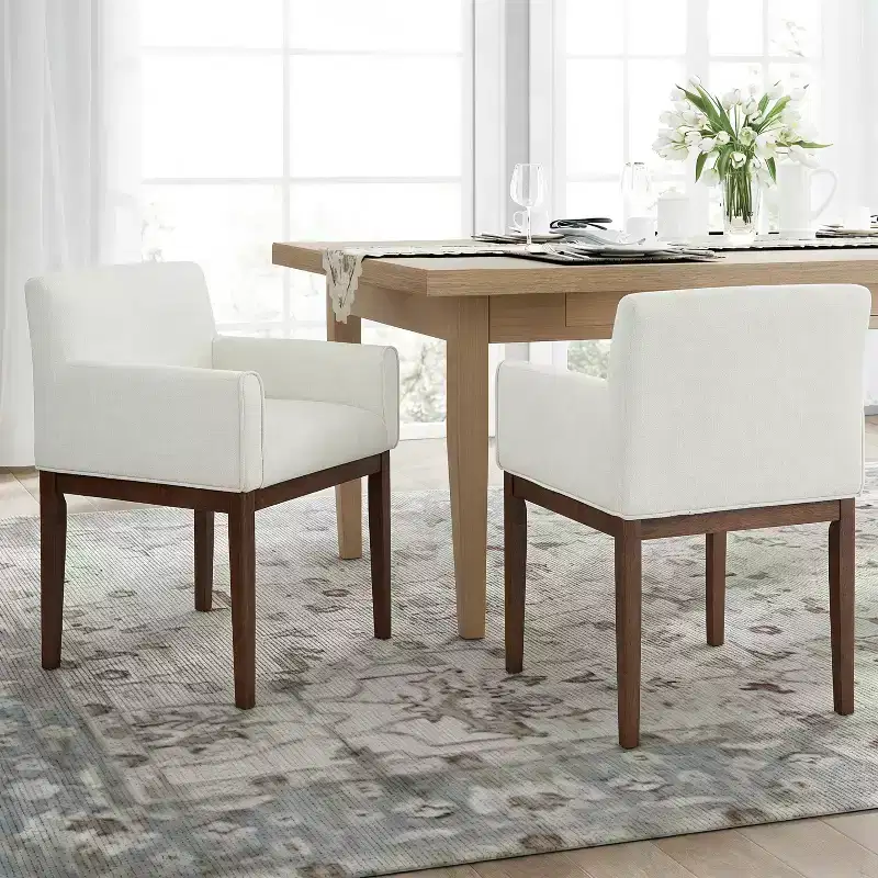 Christopher Knight Home Laure Modern Rubberwood Upholstered Dining Chairs with Arms (Set of 2)
