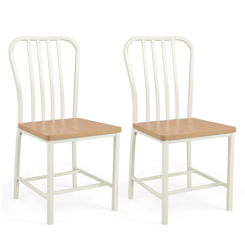 Armless Spindle Back Dining Chair Set of 2 with Ergonomic Seat-Black - 22 x 18 x 37