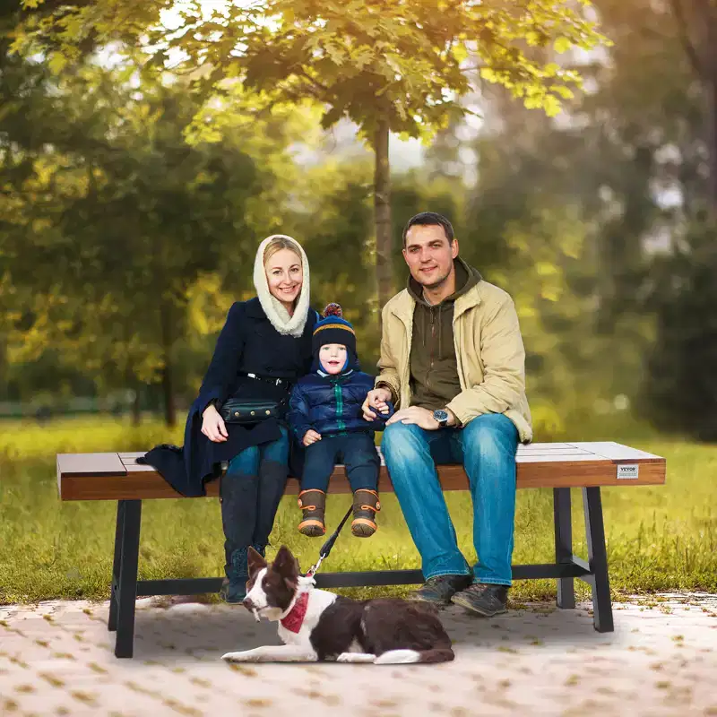 VEVOR Outdoor Bench, 63 inches Wood Garden Bench with Metal Leg for Outdoors, Outdoor Garden Park Bench, 500 lbs Load Capacity Bench