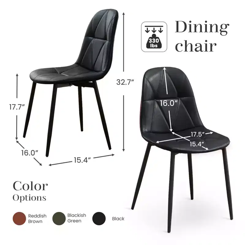 Modern Upholstered Vintage Leather Dining Chairs with Metal Legs and High Back, for Kitchen and Dining Room