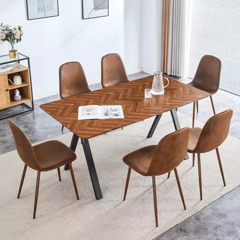 GDFStudio Hobson Modern 5 Pieces Wood and Faux Leather Upholstered Dining Table Set