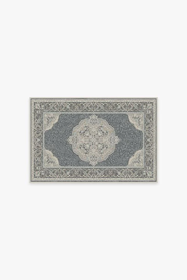 Persian Character Flatwoven Rug with Hidden Silhouette Floral Motif in Cream & Sage for Kids Room & Living Room