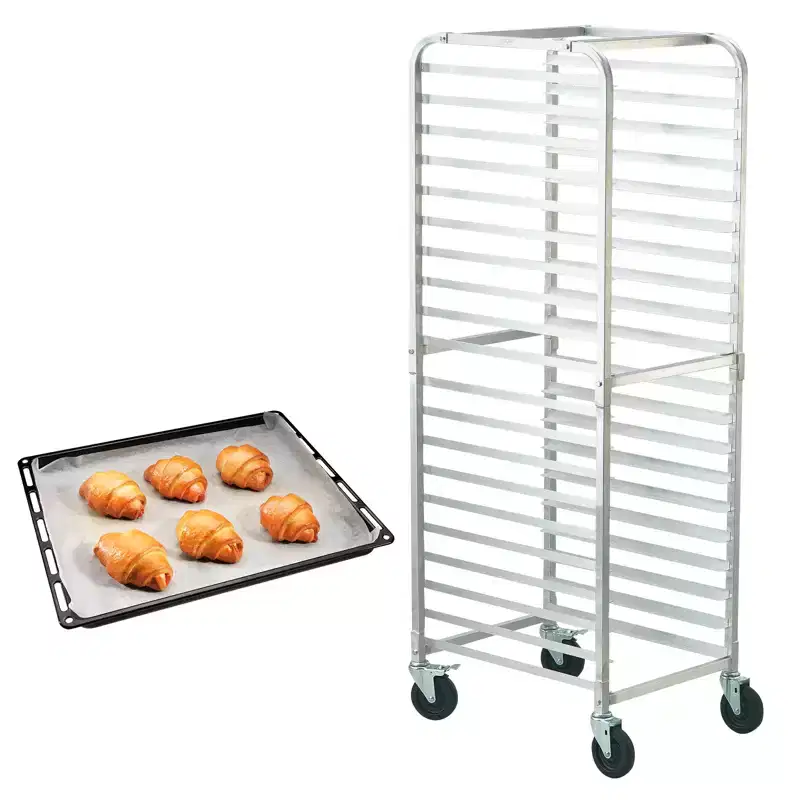 VEVOR Bun Pan Rack, 20-Tier Commercial Bakery Racks with Brake Wheels, Aluminum Racking Trolley Storage for Half & Full Sheet, 26L x 20.4W x 70H