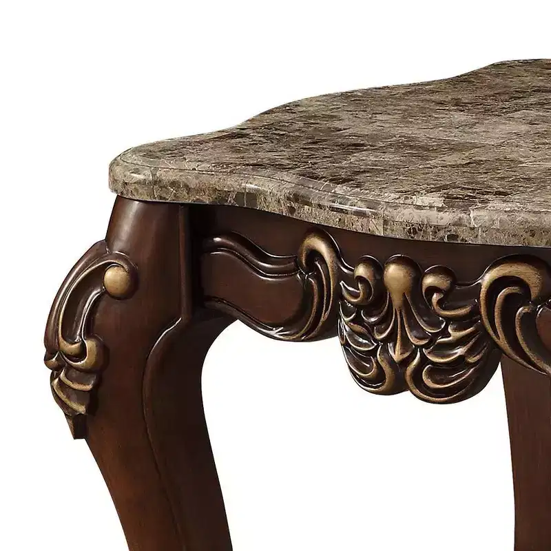 Acme Furniture Mehadi Accent Table Natural Marble Top/Walnut