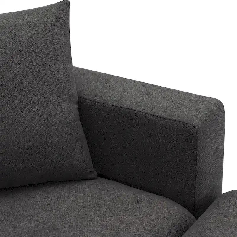 Modern Sectional Sofa,L-shaped Couch Set with 2 Free pillows,4-seat Polyester Fabric Couch Set with Convertible Ottoman