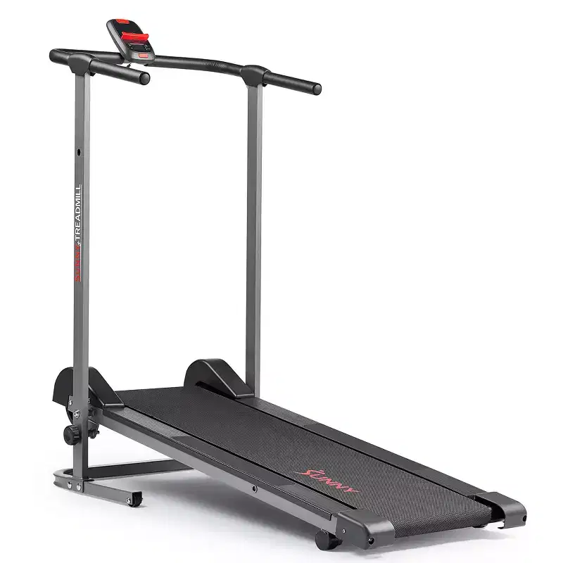 Sunny Health & Fitness Smart Manual Walking Treadmill with Fixed Incline, Bluetooth Tracking & Foldable SpaceSaving Design